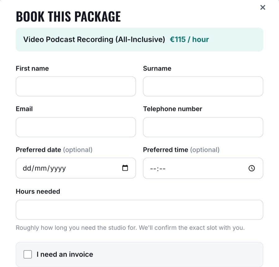 A package with no add-ons, working on the live site