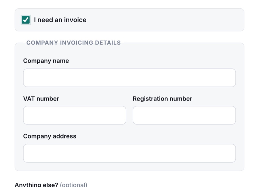 Invoice details only when asked, working on the live site